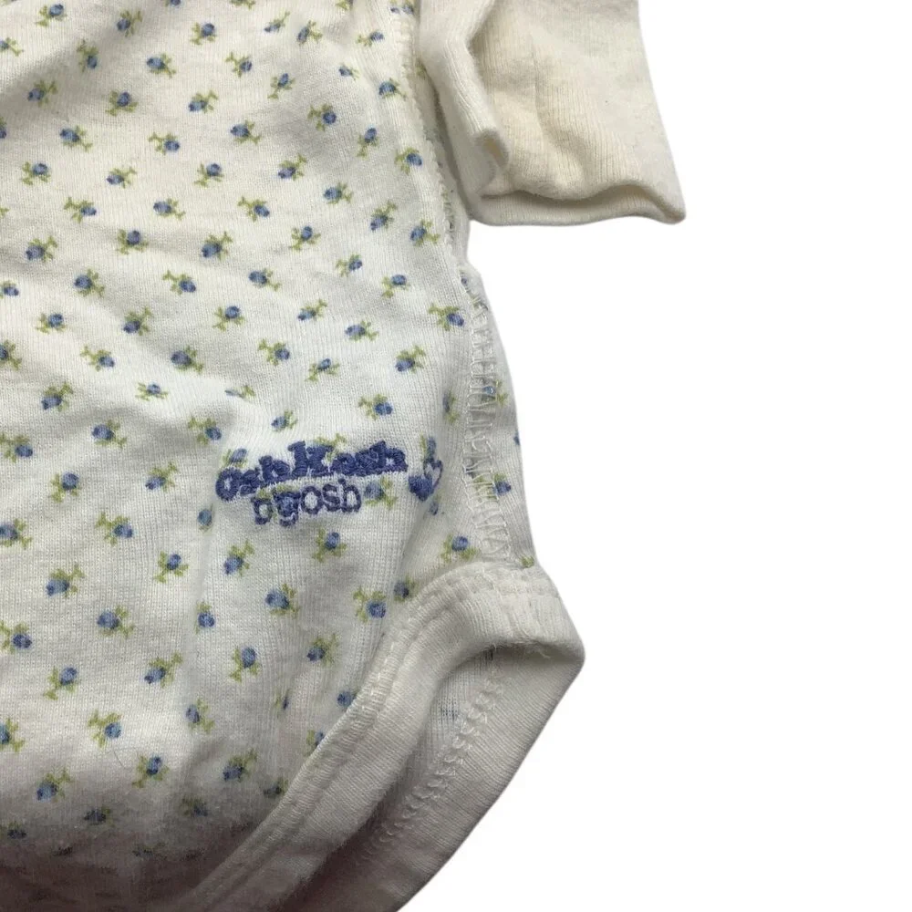 Lot of 2 OshKosh Baby Girl Size 6 Months Floral White Bodysuit Denim Blue Jacket